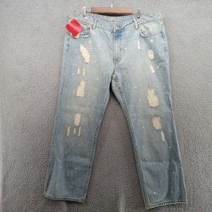 Seven7 Jeans Womens 22 Blue Light Wash Distressed Ripped Straight Leg Denim